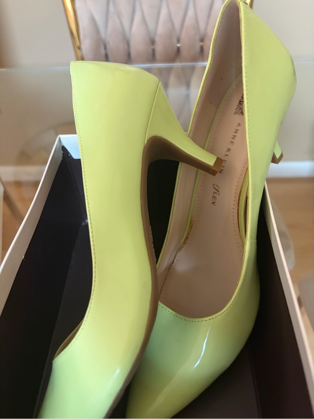 Anne Klein Neon Lime Patent Pointed-Toe Pumps